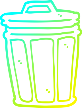 Bir insan tarafından çizilmiş bir çöp kutusunun soğuk gradyan çizgisi.