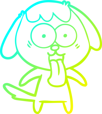 Bir insan tarafından çizilmiş şirin bir çizgi köpeğin soğuk gradyan çizgisi.