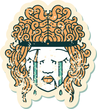 Bir insan tarafından çizilmiş ağlayan bir insan barbarının grunge çıkartması.