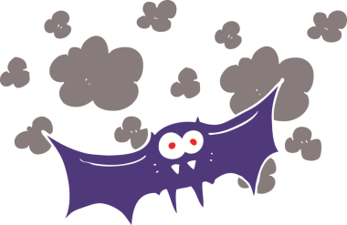 Bir insan tarafından çizilmiş vampir yarasanın düz renk çizimi