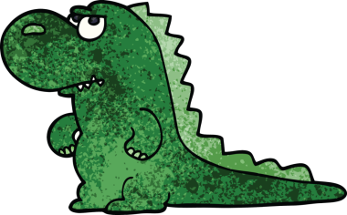 Çizgi film karalaması bir insan tarafından çizilmiş rahatsız bir dinozor.