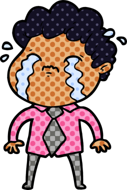 Bir insan tarafından çizilmiş ağlayan çizgi film adamı.