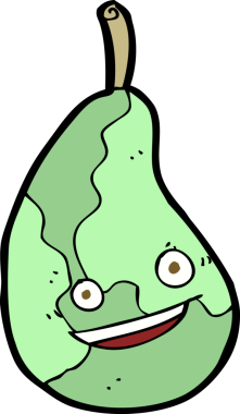 Bir insan tarafından çizilmiş mutlu bir armut.