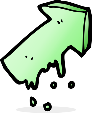 Bir insan tarafından çizilmiş sümüksü ok sembolü.