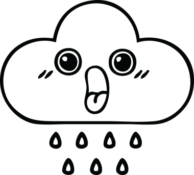 Bir insan tarafından çizilmiş yağmur bulutunun çizgi çizimi