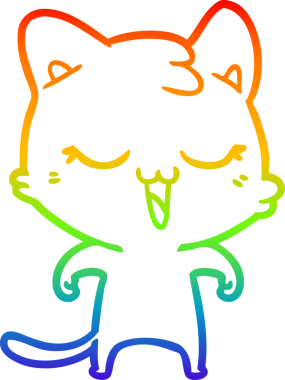 gökkuşağı gradyan çizimi mutlu çizgi film kedisi bir insan tarafından çizildi