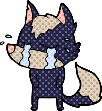 Bir insan tarafından çizilmiş ağlayan kurt çizgi filmi.