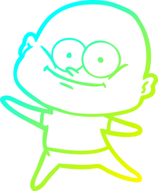 Bir insan tarafından çizilmiş, kel bir adamın soğuk çizgi çizimi.