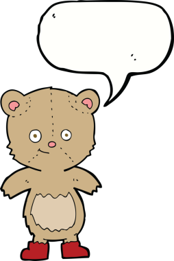 Bir insan tarafından çizilmiş konuşma baloncuklu şirin oyuncak ayı.