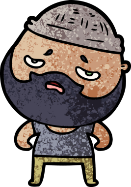 Bir insan tarafından çizilmiş sakallı endişeli bir adam.