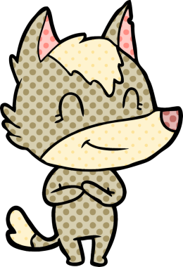 Bir insan tarafından çizilmiş dost canlısı bir kurt.