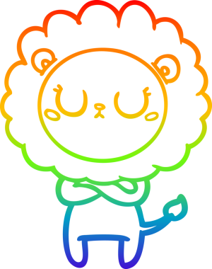 gökkuşağı gradyan çizgi çizimi bir insan tarafından çizilmiş bir aslan