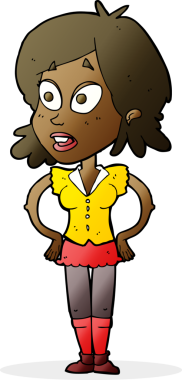 Bir insan tarafından çizilmiş kalçaları olan çizgi film kadını.