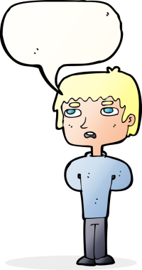 Bir insan tarafından çizilmiş konuşma balonu olan mutsuz bir adam çizgi filmi.