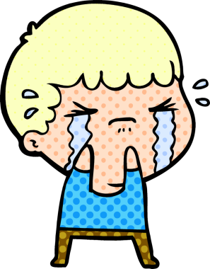 Bir insan tarafından çizilmiş ağlayan çizgi film adamı.