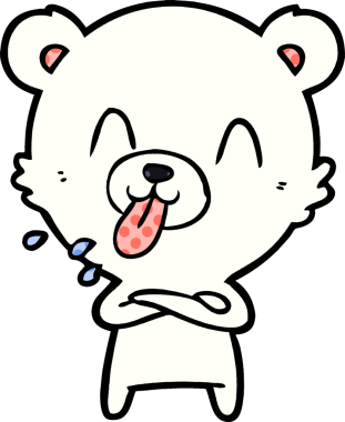 Bir insan tarafından çizilmiş mutlu kutup ayısı karikatürü