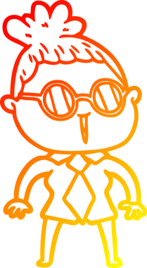 Bir insan tarafından çizilmiş gözlüklü bir karikatür kadın çizimi.