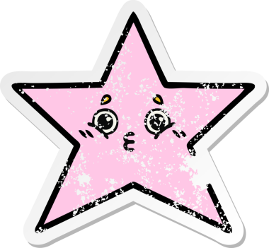 Bir insan tarafından çizilmiş sevimli bir yıldız balığının sıkıntılı çıkartması.