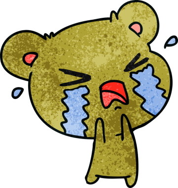 Bir insan tarafından çizilmiş, el yazısıyla çizilmiş şirin, ağlayan bir ayının çizgi filmi.