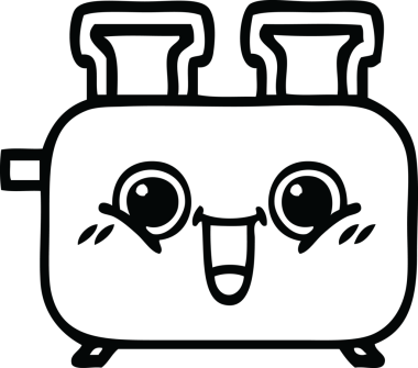 Bir insan tarafından çizilmiş bir tost makinesinin çizgi çizimi