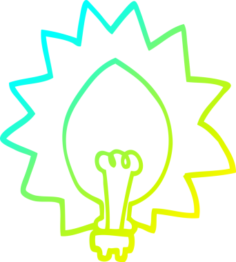 Bir insan tarafından çizilen çizgi film ampulünün soğuk gradyan çizimi