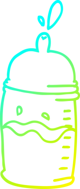 Bir insanın çizdiği karikatür bebek şişesinin soğuk gradyan çizgisi