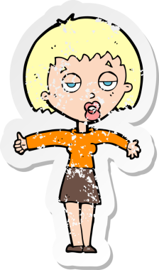 Bir insan tarafından çizilmiş, sıkıntılı bir karikatür çıkartması.