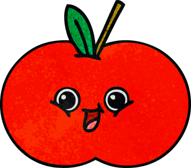 Bir insan tarafından çizilmiş kırmızı elmanın retro grunge deseni.