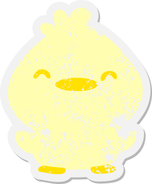 Bir insan tarafından çizilmiş küçük piliç grunge etiketi.