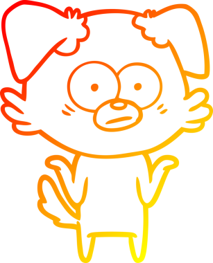 Bir insan tarafından çizilmiş gergin bir köpek çizgi filminin sıcak gradyanı.