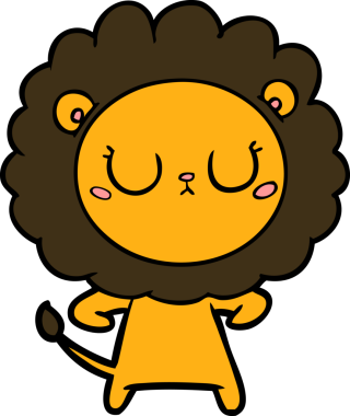 Bir insan tarafından çizilmiş çizgi film aslanı.