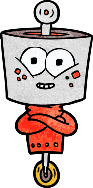 Bir insan tarafından çizilmiş mutlu çizgi film robotu