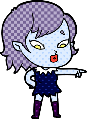 Bir insan tarafından çizilmiş şirin vampir kız çizgi filmi.