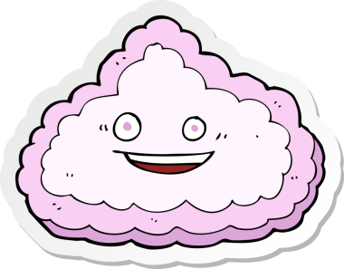 Bir insan tarafından çizilmiş mutlu pembe bulutun çıkartması.