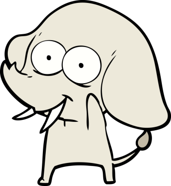 Bir insan tarafından çizilmiş mutlu bir fil.