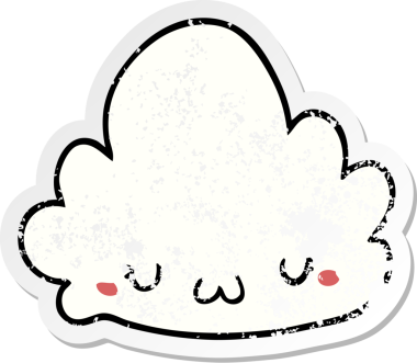 Bir insan tarafından çizilmiş şirin bir karikatür bulutunun sıkıntılı çıkartması.