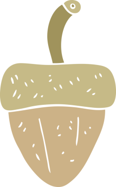 Bir insan tarafından çizilmiş palamutun düz renk çizimi