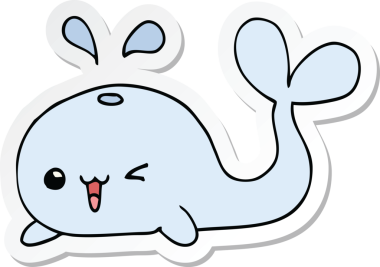 Bir insan tarafından çizilmiş bir balinanın çıkartması.