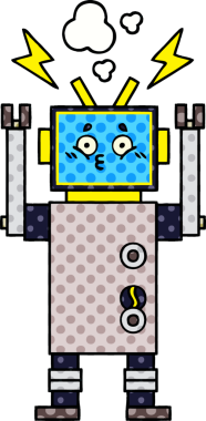 bir insan tarafından çizilmiş bir robotun çizgi roman tarzı