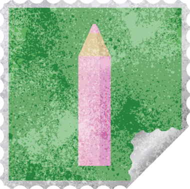 bir insan tarafından çizilmiş pembe renkli kalem kare etiket