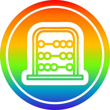 Gökkuşağı eğimli geleneksel abaküs simgesi bir insan tarafından çizilmiş