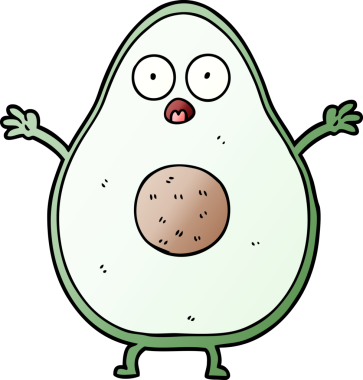 Bir insan tarafından çizilmiş avokado çizgi filmi.