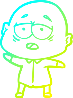 Bir insan tarafından çizilmiş, yorgun, kel bir adamın çizdiği soğuk çizgi.