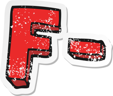 Bir insan tarafından çizilmiş F sınıfı bir karikatürün gerilimli çıkartması.