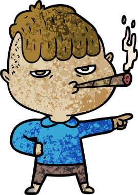 Bir insan tarafından çizilmiş sigara içen karikatürist.