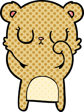 Bir insan tarafından çizilmiş barışçıl çizgi film ayısı.