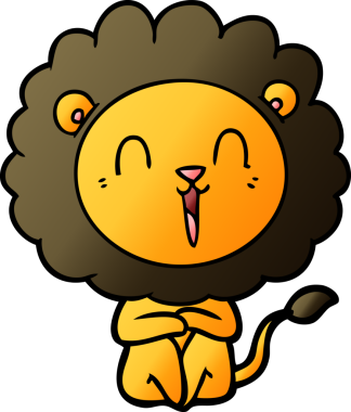 Bir insan tarafından çizilmiş gülen aslan çizgi filmi.