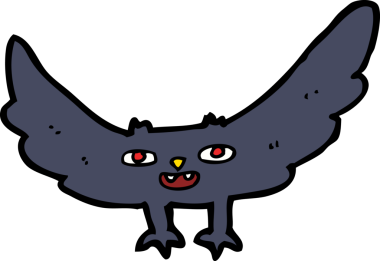 Bir insan tarafından çizilmiş ürkütücü vampir yarasa çizgi filmi.