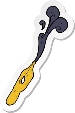 Bir insan tarafından çizilmiş karikatür mürekkebi etiketi.