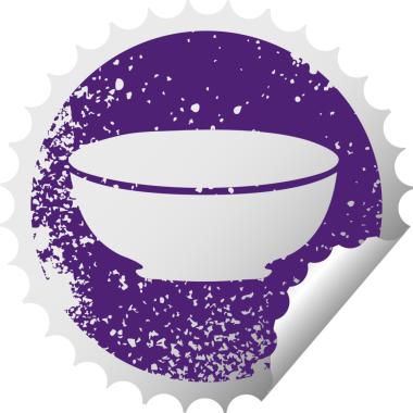 Sıkıntılı dairesel soyma etiketi bir insan tarafından çizilmiş tuhaf sembol kasesi.